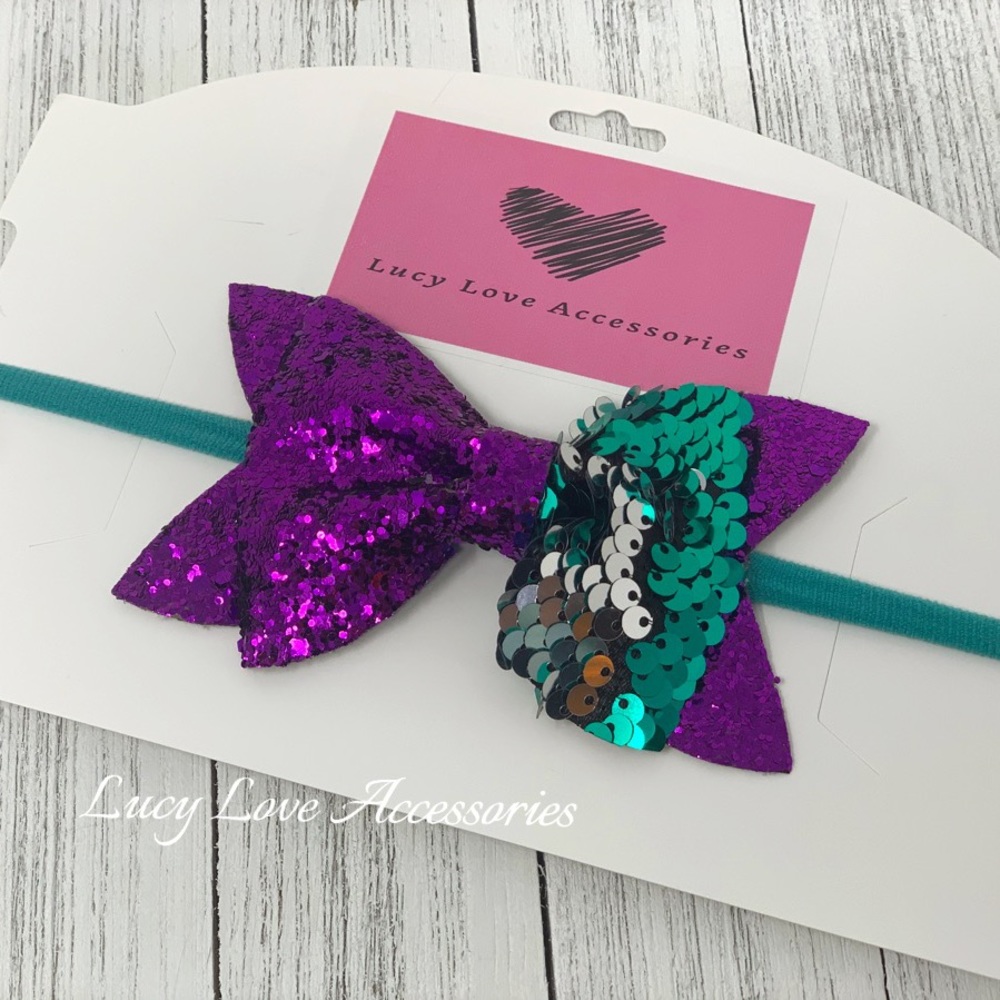 Handmade purple & teal 4” mermaid headband!